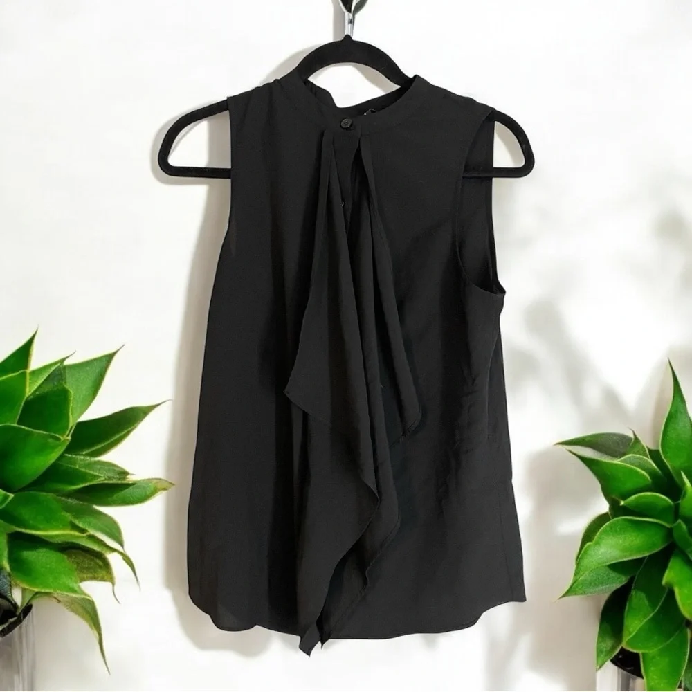 Banana Republic Black Sleeveless  Button Down Top Short Sleeve - Picture 4 of 6